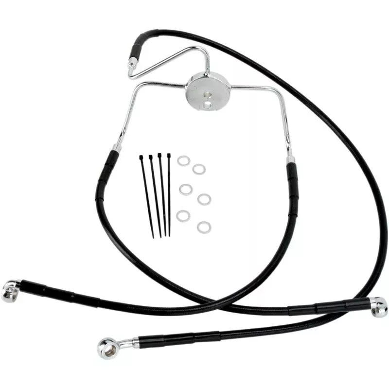 Drag Front Extended +4 Black Vinyl Brake Line Harley 94-07 FLHR 98-06 FLTR/I