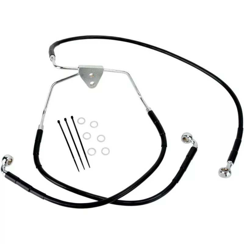 Drag Front Extended +6 Black Vinyl Brake Line for Harley 08-13 FLH/T Non ABS
