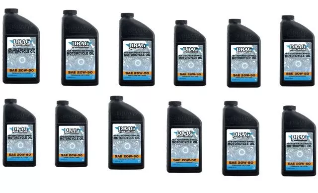 Drag Specialties 12qt Regular Base Case 20W50 Universal Motorcycle Engine Oil