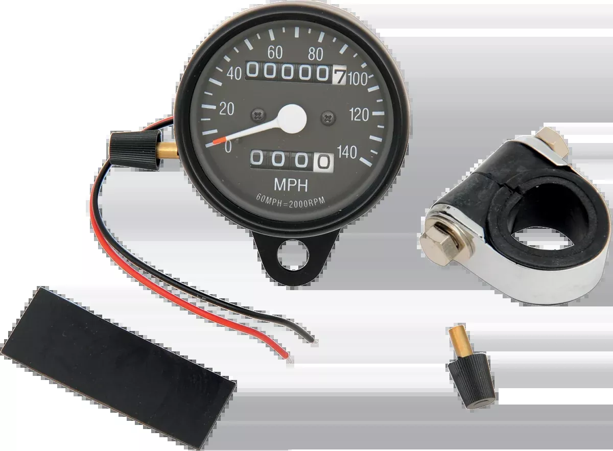 Drag Specialties 2:1 Black 140 MPH Mechanical Motorcycle Odometer Speedometer