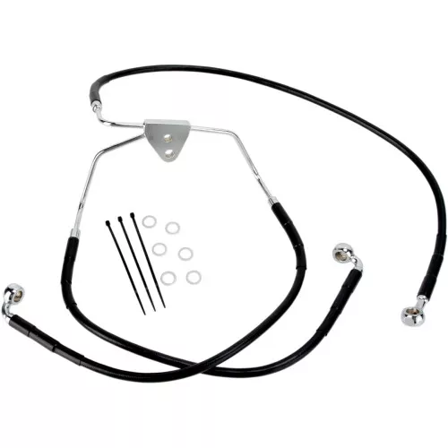 Drag Specialties +2 Extended Black Viny Brake Line Kit for 2008-2013 Harley Touring w/o ABS