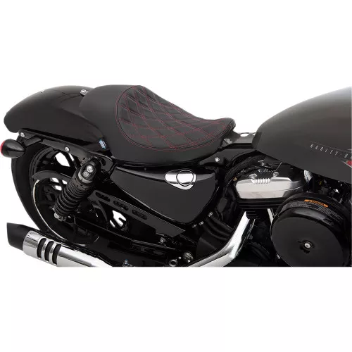 Drag Specialties 3/4 Solo Seat for 2004-2020 Harley Sportster - Red Double Diamond