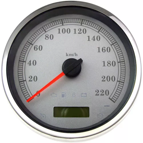 Drag Specialties 5" Programmable Electronic KM/H Speedometer for Harley - White Face