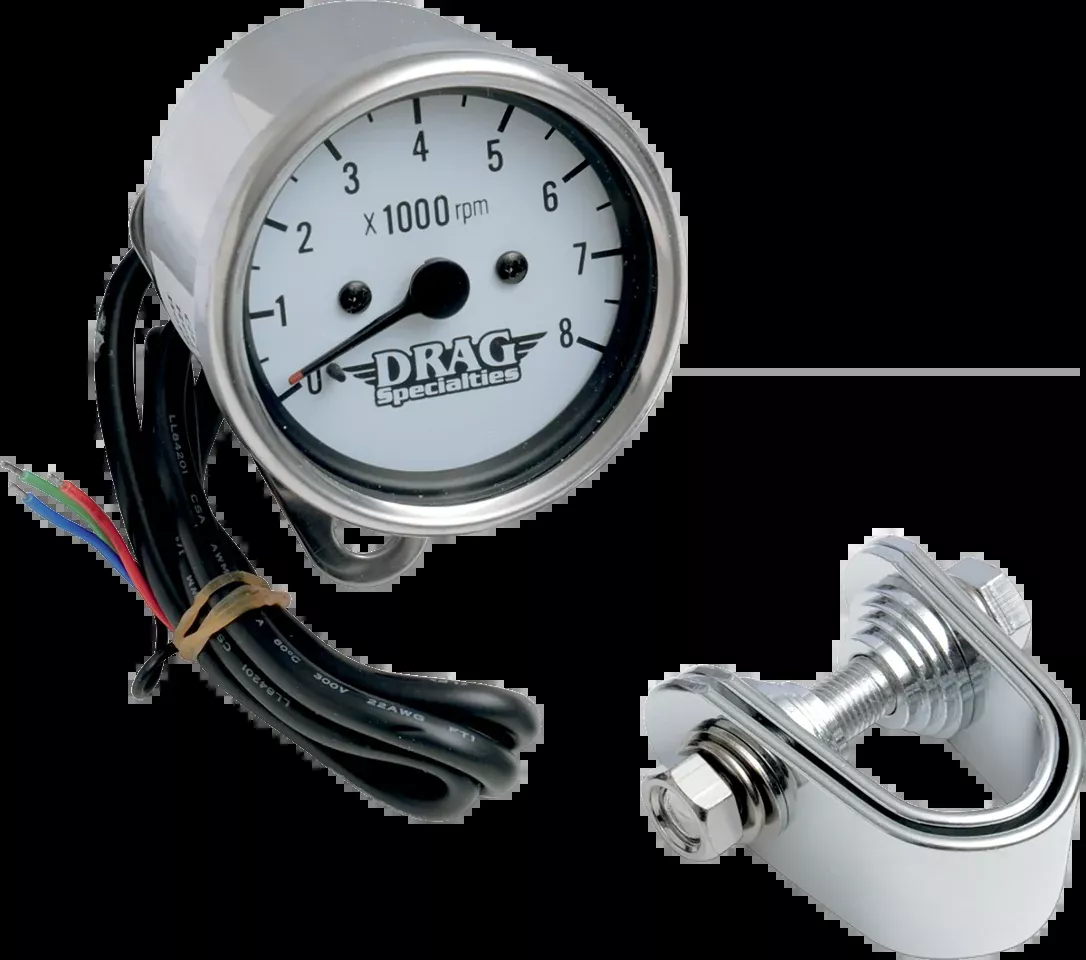 Drag Specialties 8000 rpm Chrome Electronic Tachometer 2.4" for 1986-2003 Harley
