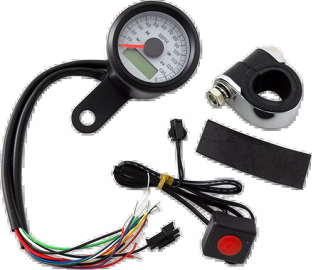 Drag Specialties Black Electronic White Face Speedo Speedometer Harley Davidson