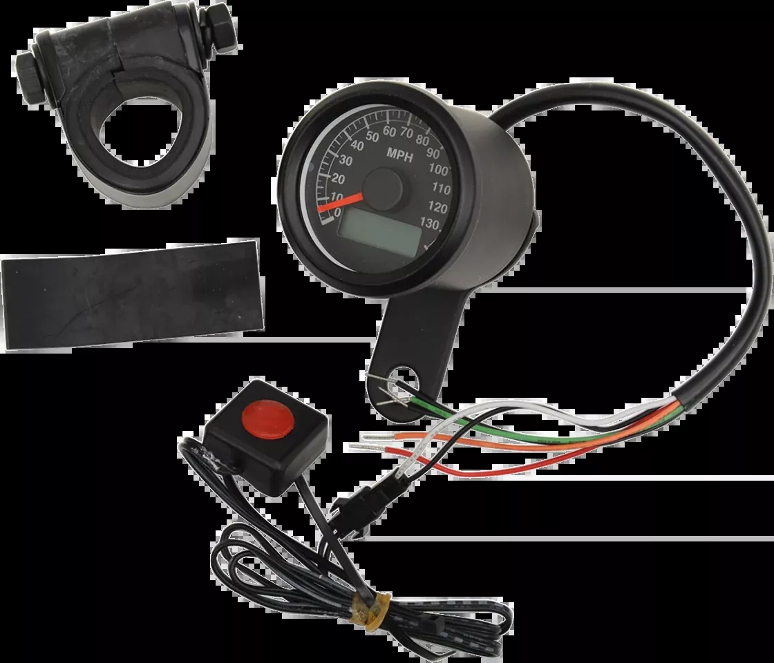 Drag Specialties Black Face Electronic Speedo Motorcycle Speedometer for Harley
