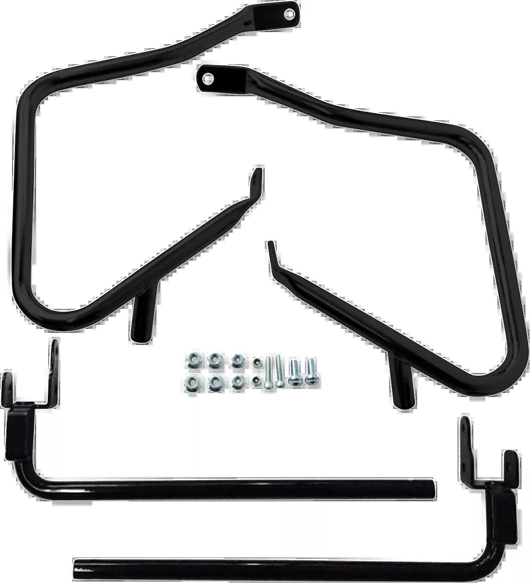 Drag Specialties Black Saddlebag Guards & Support Kit 2014-2025 Harley Touring