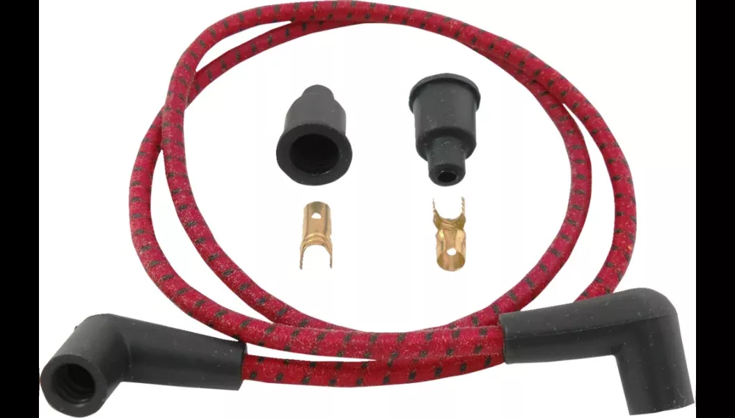 Drag Specialties Braided Universal Red/Black Spark Plug Wire 4 Harley