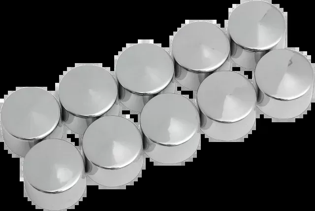 Drag Specialties Chrome 10 Pack 1/2" Motorcycle Bolt Covers for Harley Davidson