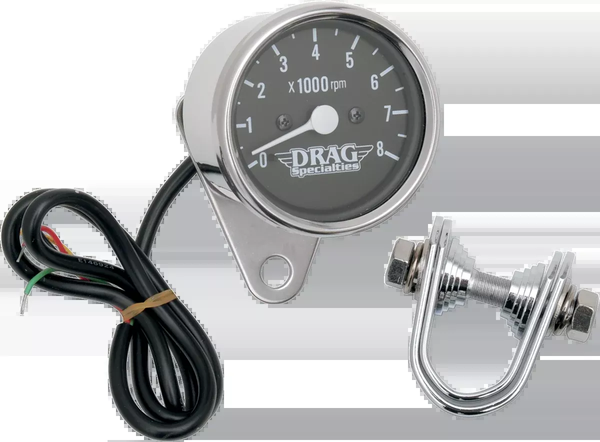 Drag Specialties Chrome Black Face 2.4" Electronic Tachometer for 1986-03 Harley