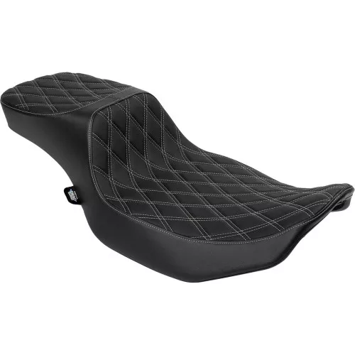 Drag Specialties Extended Reach Predator III 2-Up Seat for 2024 Harley Touring* - Silver Double Diamond
