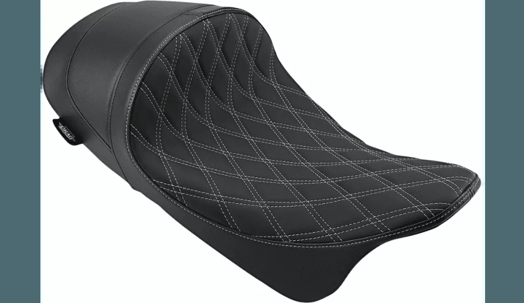 Drag Specialties EZ-ON Mount Lo Profile Solo Seat with Forward Positioning for '08-Up Harley Davidson Touring - Smooth Black Vinyl (Not for '24-Up FLHX/FLTR Models)