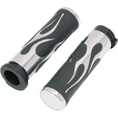 Drag Specialties Flamed Grips for Harley Electronic Throttle