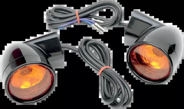 Drag Specialties Front Black Bullet Turn Signals 1999-2022 Harley Touring Models