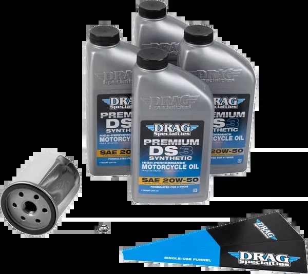 Drag Specialties Oil Full Synthetic Oil Change Kit – 20W50 – EVO-XL – Chrome Filter