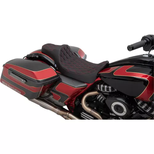 Drag Specialties Predator III Extended Reach Seat for 2008-2023 Harley Touring - Red Diamond
