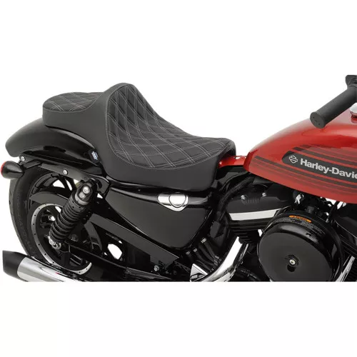 Drag Specialties Predator III Seat for 2004-2020 Harley Sportster – Double Diamond Silver