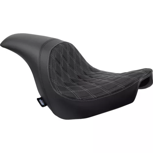 Drag Specialties Predator Seat for 2018-2024 Harley Softail FXLR/​FXLRST/FLSB - Silver Double Diamond