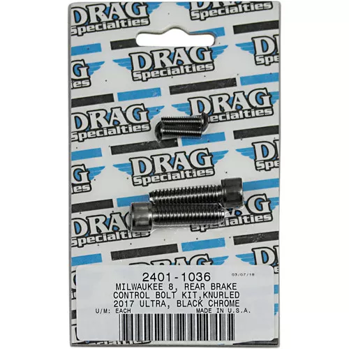 Drag Specialties Rear Brake Control Bolt Kit for 2017-2022 Harley Touring - Black Chrome