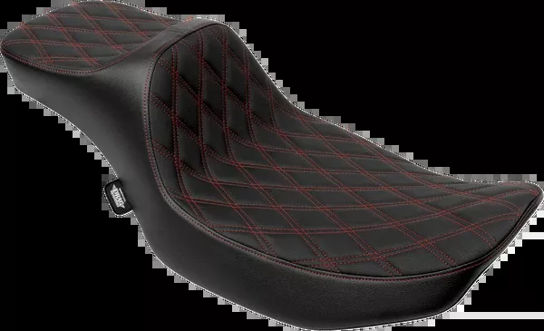 Drag Specialties Seats Extended Reach Predator III Seat - Double Diamond - Red Stitching - Vinyl - FLH/FLT '23-'24