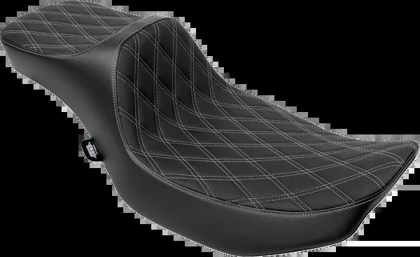 Drag Specialties Seats Extended Reach Predator III Seat – Double Diamond – Silver Stitching – Vinyl – FLH/FLT ’23-’24