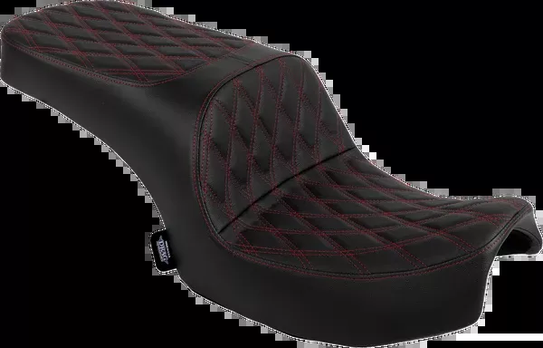 Drag Specialties Seats Freedom Seat – Vinyl – Double Diamond Red Stitch – Challenger ’20-’25/Chieftain ’25