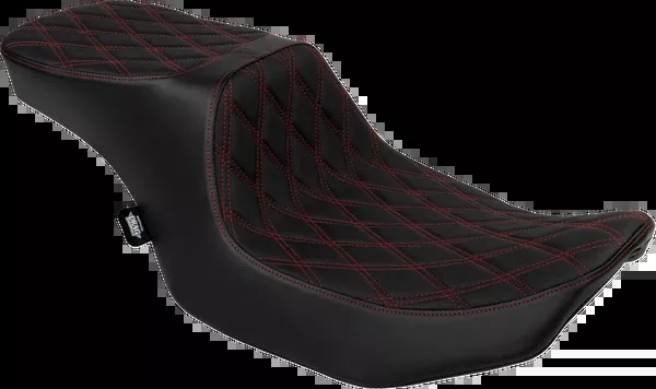 Drag Specialties Seats Predator 2-Up Seat - Vinyl - Double Diamond Red Stitch - W/O Backrest - FL '08-'23
