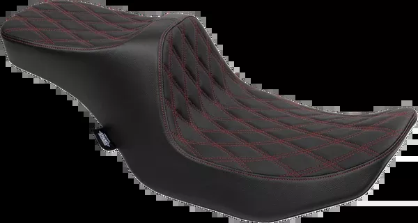 Drag Specialties Seats Predator III 2-Up Seat – Vinyl – Double Diamond – Red Stitching – Softail ’06-’17