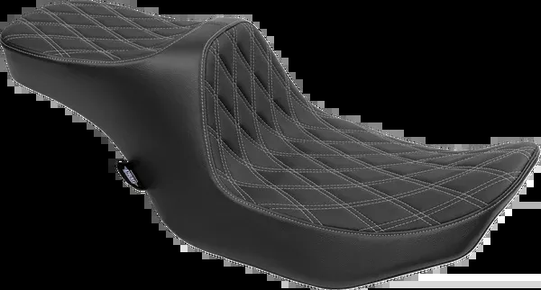 Drag Specialties Seats Predator III 2-Up Seat – Vinyl – Double Diamond – Silver Stitching – FL/FX ’18-’24