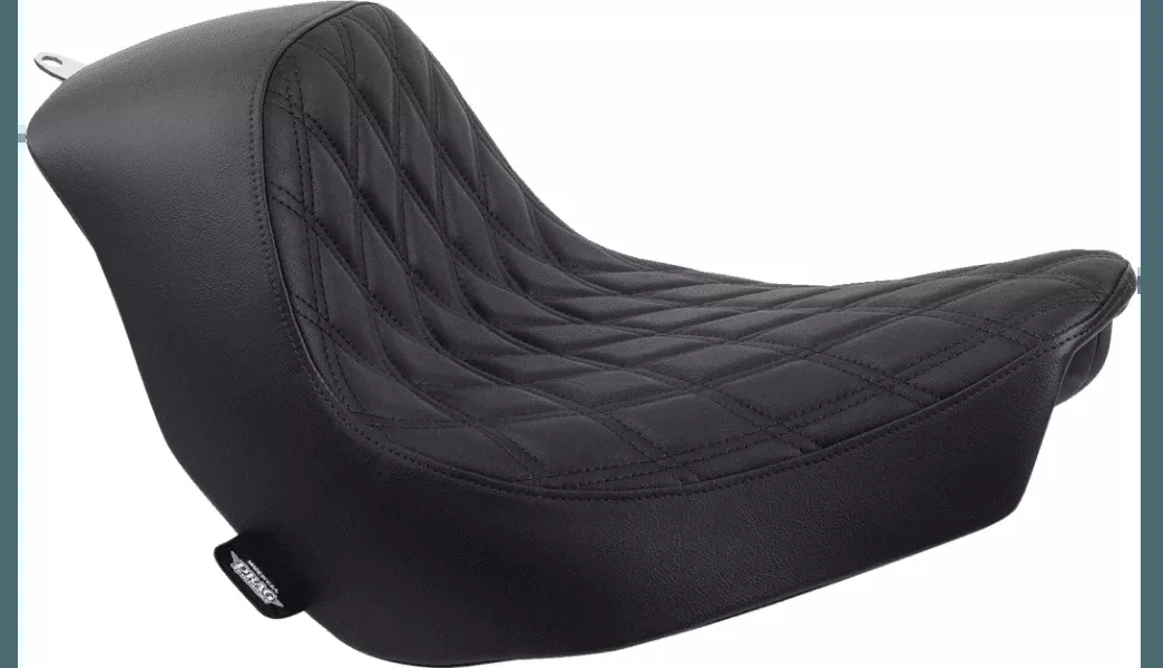 Drag Specialties Solo Seat for ’18-Up Harley Davidson Softail Low Rider Models and Sport Glide – Double Diamond/Black Stitching