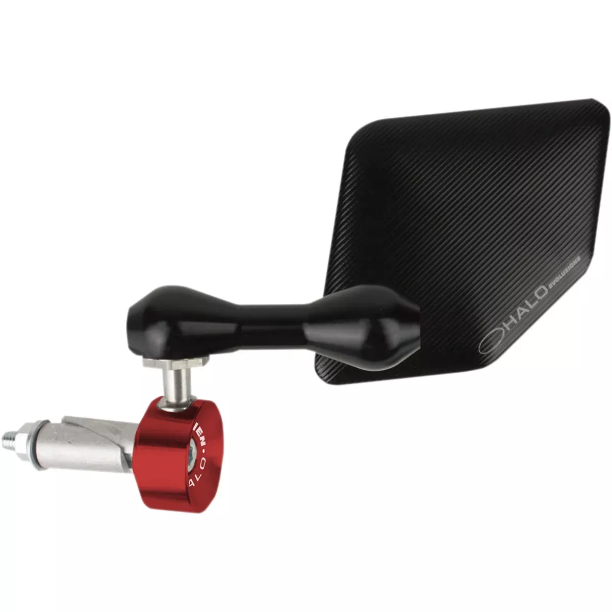 Driven Racing Halo Stainless Steel Bar End Mirror Halo Side View Pentagon Black Red Right Each – DHBMR-RD