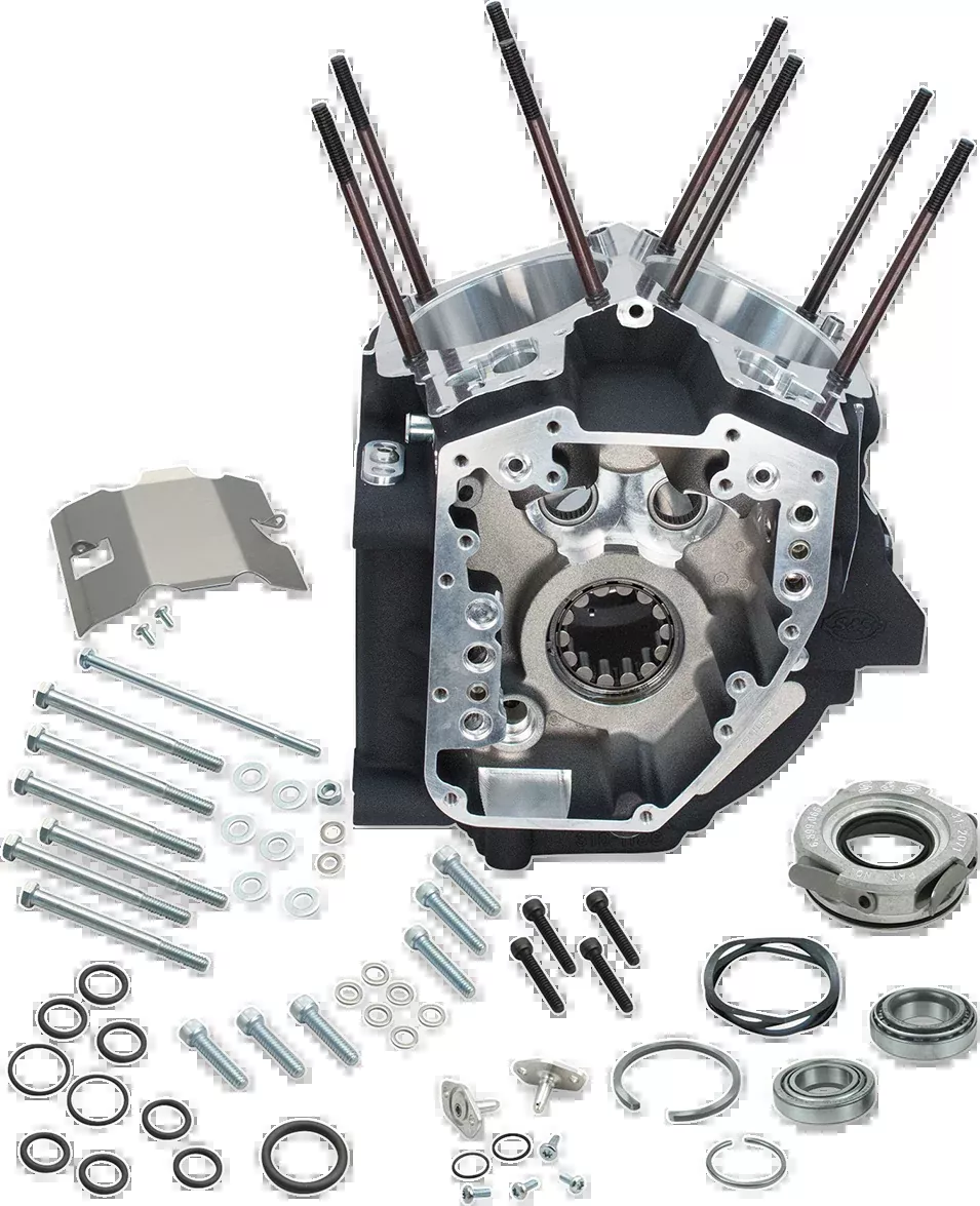 Engine Case - 4.125" Bore w/Stock Stud Pattern - 88A Engine Type - Wrinkle Black - Twin Cam
