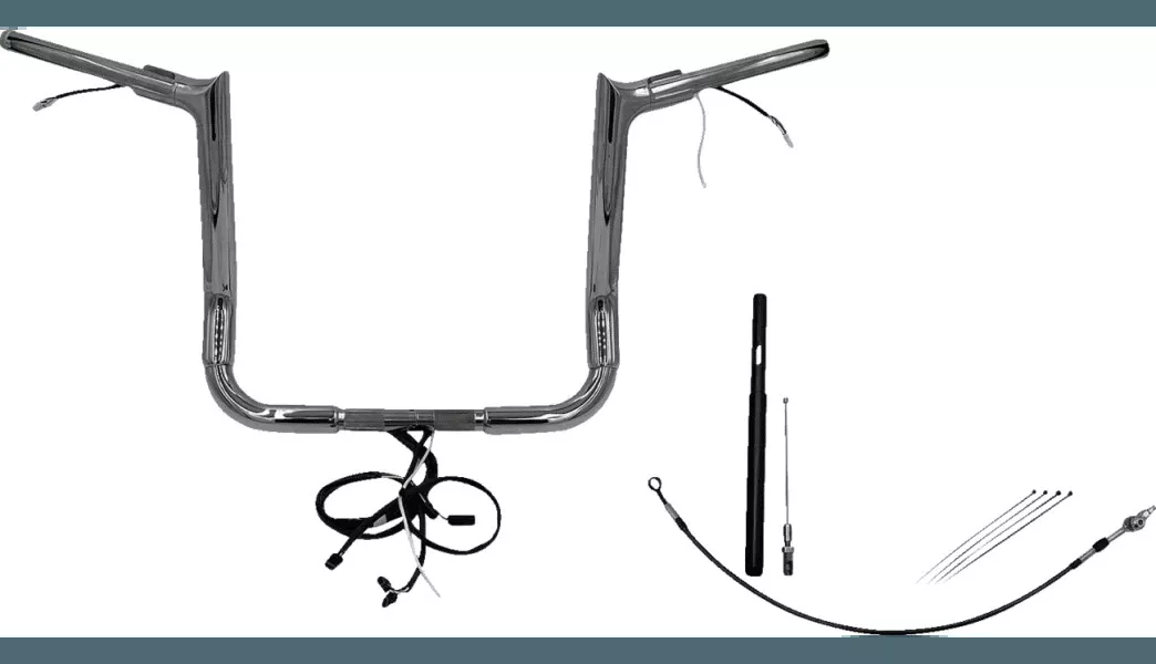Fat Bagger's 1-1/2" EZ Install Pre Wired Pointed Top Handlebar Kit for '21-23 Harley Davidson FLH Models - 14" Chrome