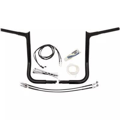 FBI Fat Baggers Black 14" EZ Install Pointed Handlebar Package Harley FLH 14-20