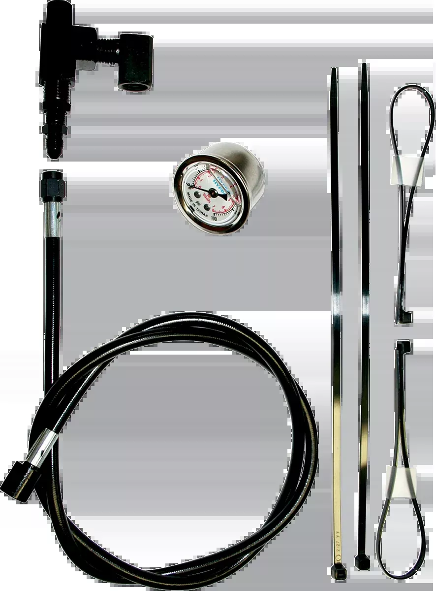Feuling Black Motorcycle Remote Oil Pressure Gauge Kit for Harley Twin Cam EVO