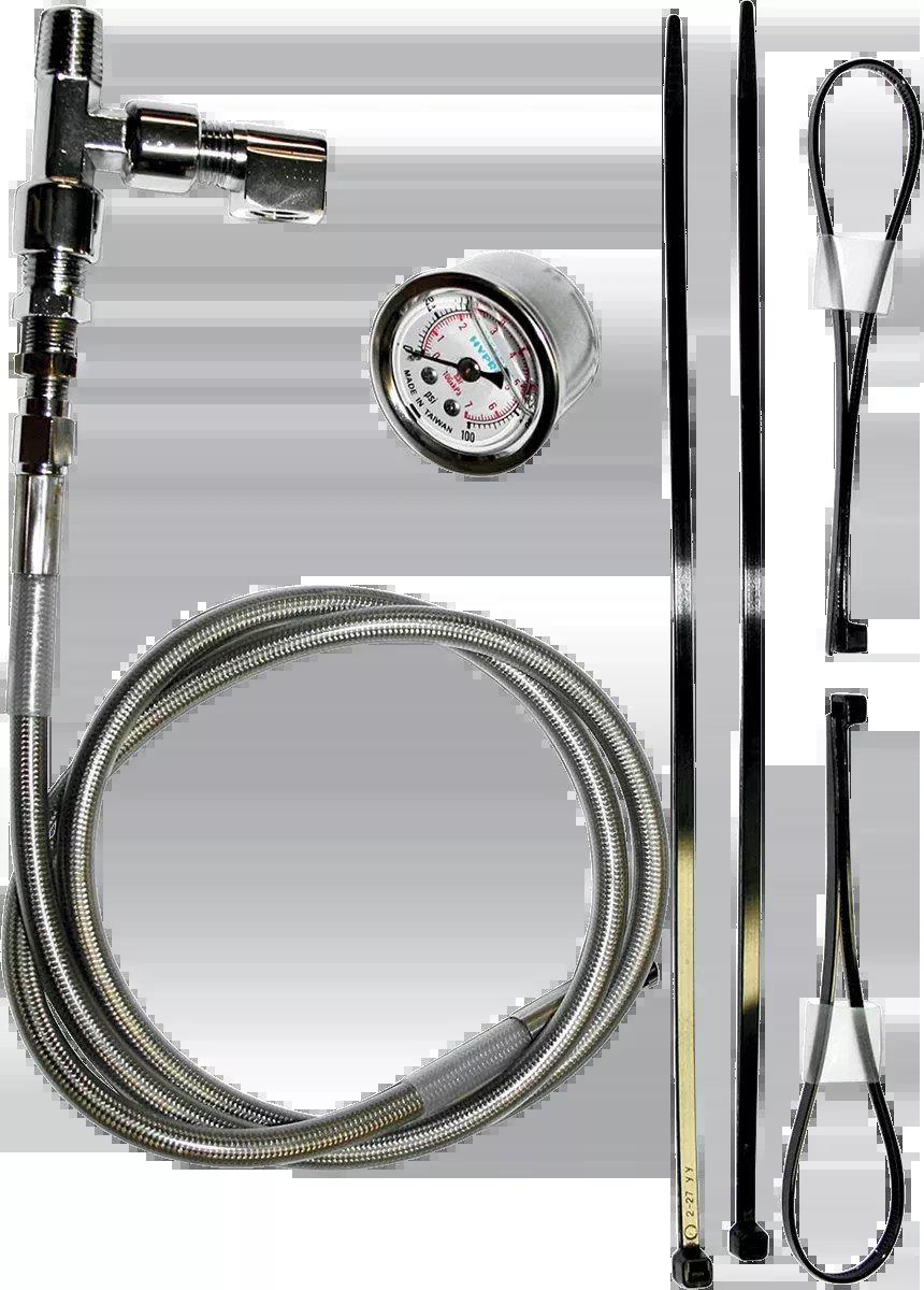Feuling Chrome Motorcycle Remote Oil Pressure Gauge Kit for Harley Twin Cam EVO