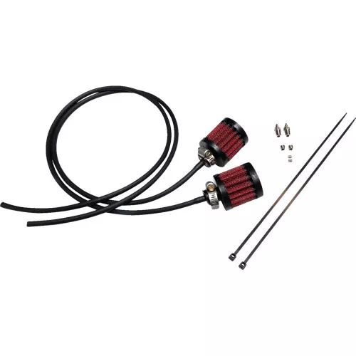 Feuling External Breather Kit for Feuling Backing Plate on Harley M8- Black
