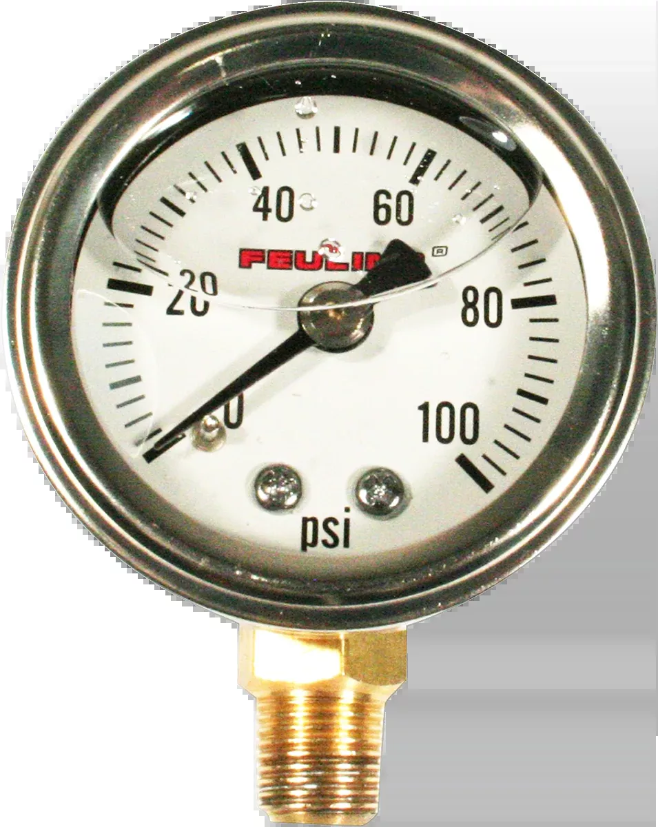 Feuling Stainless Universal Motorcycle 100PSI Oil Pressure Gauge for Harley