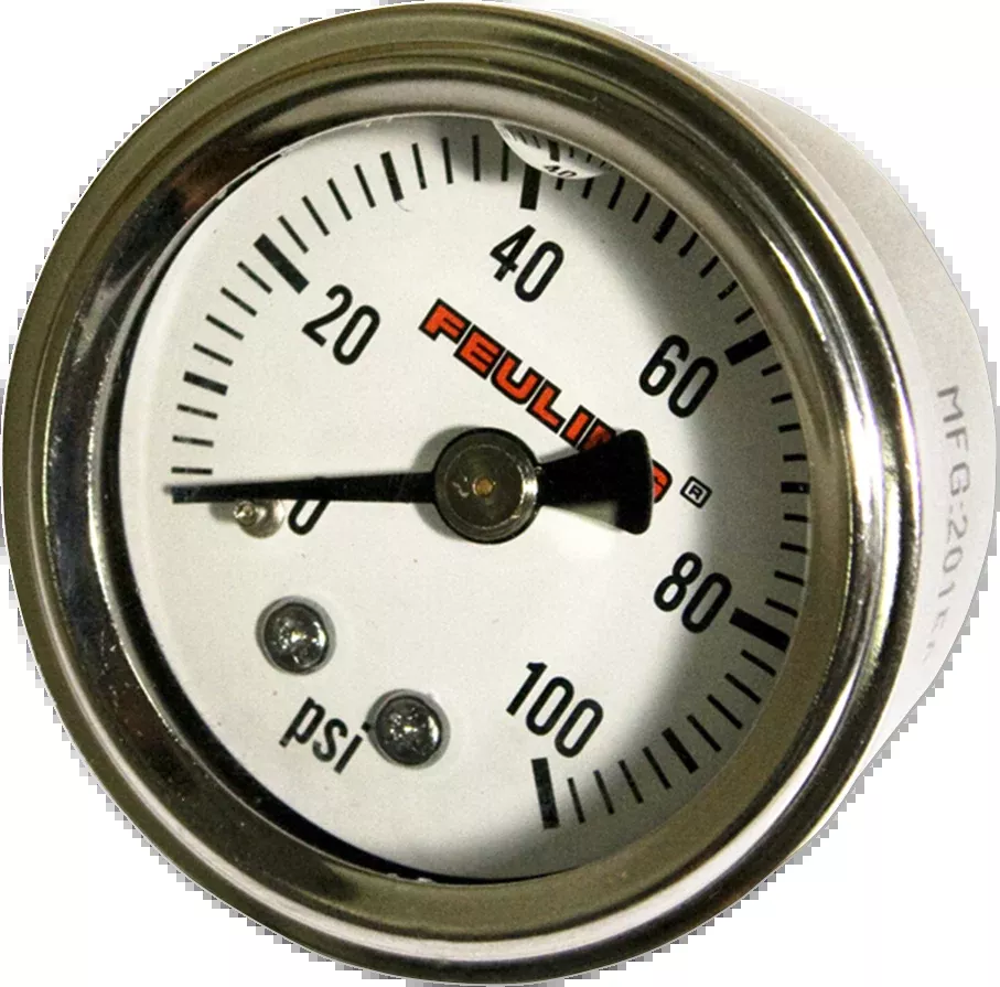 Feuling White Stainless Universal Motorcycle 100PSI Oil Pressure Gauge Harley