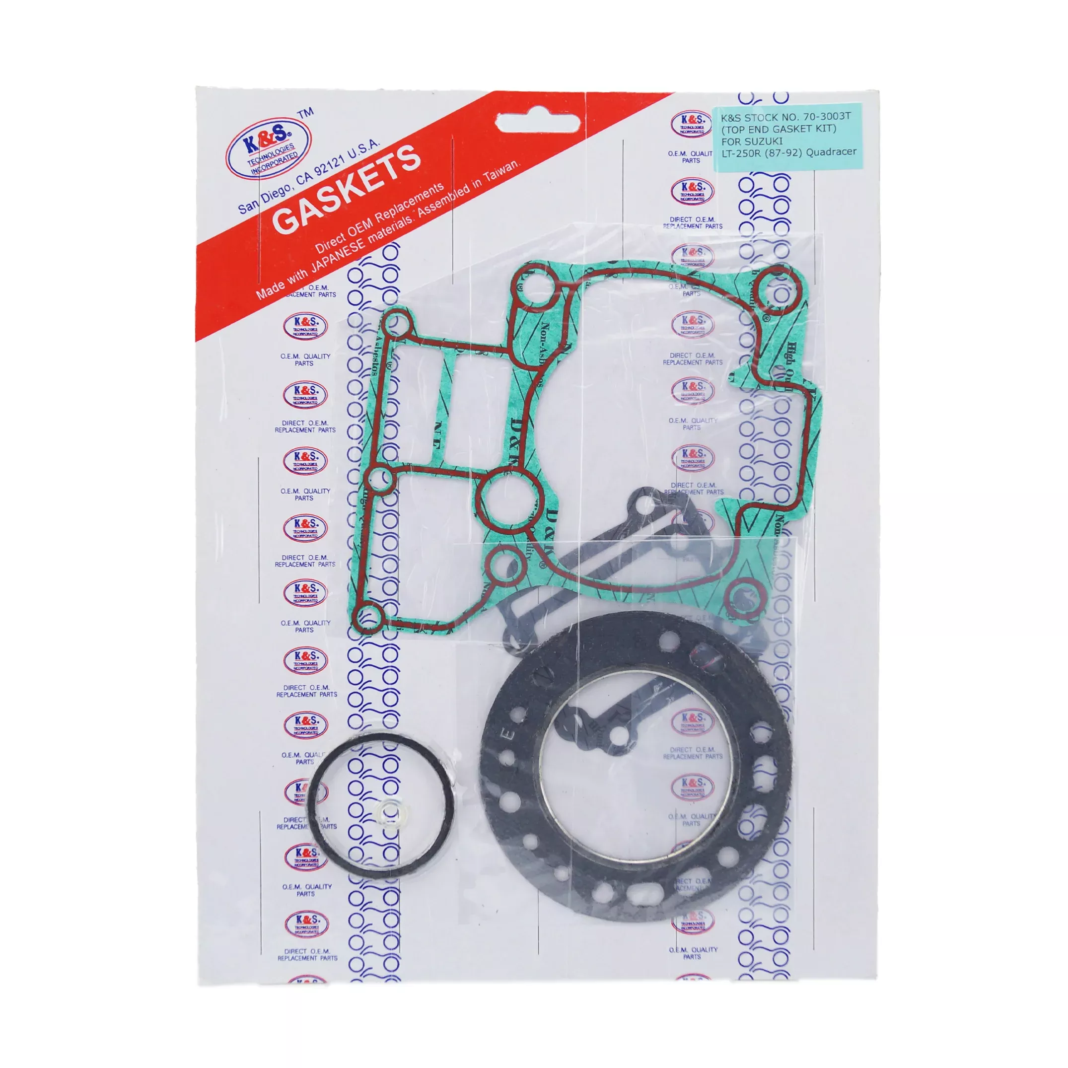 GASKET TOP SET 87-92 LT250, K&S 70-3003T SUZUKI QUAD, KS70-3003T