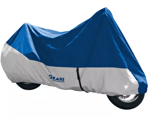 Gears Premium Medium Blue/Silver Motorcycle Cover (100110-3-M)