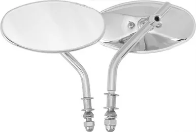 Harddrive Chrome Oval Mirror Short Stem - 153081