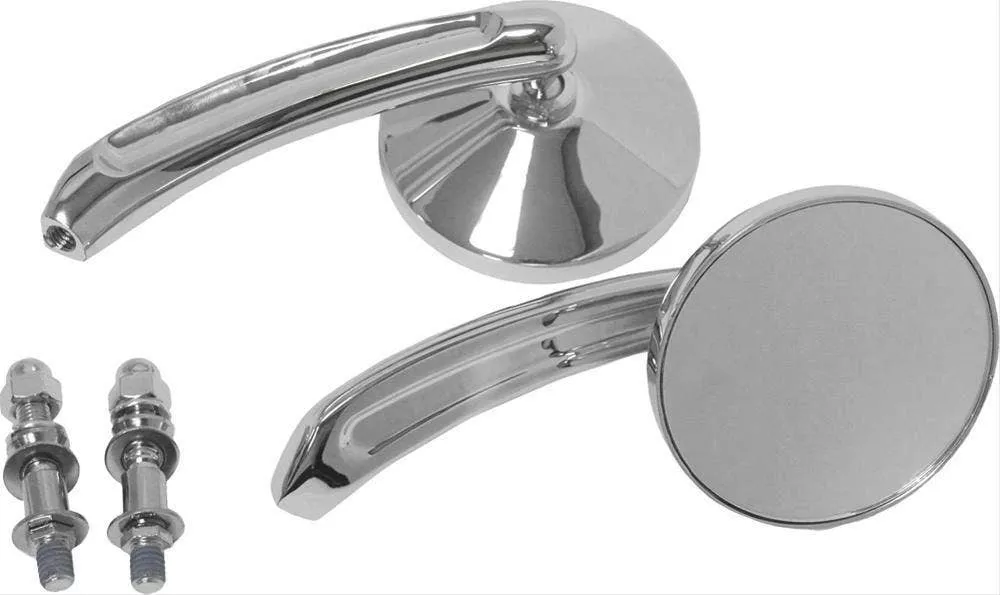 HardDrive Chrome Round Head Custom Mirrors Pair Harley & Metric Motorcycle