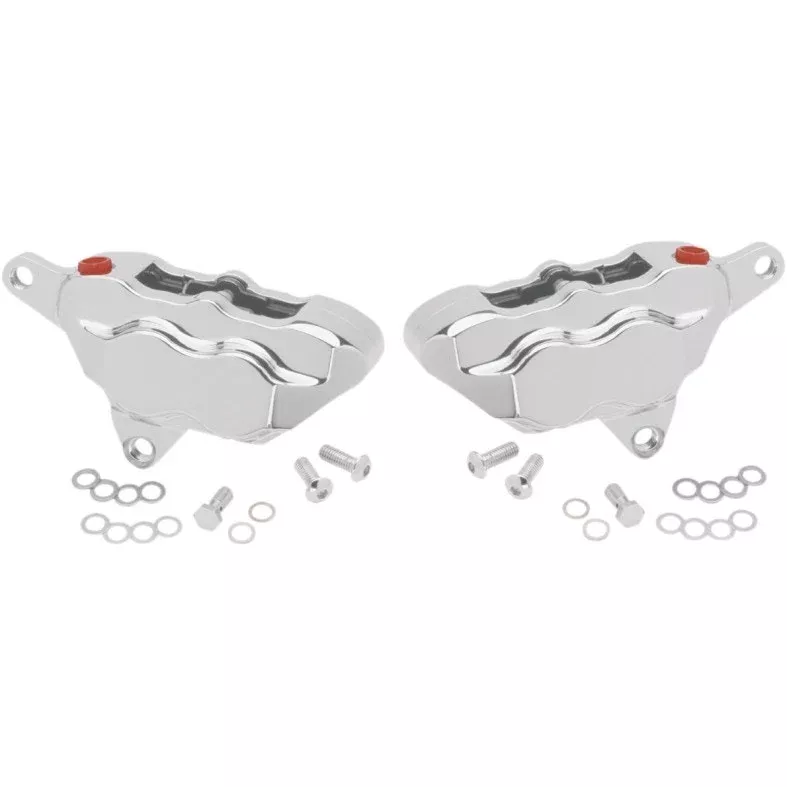 Hawg Halters HHI Chrome FKDDCC550 4-Piston Front Disc Disc Calipers Harley FLH/T 84-99