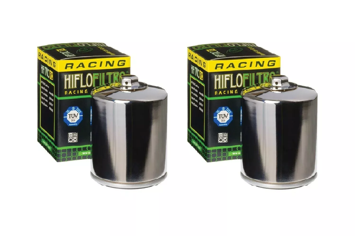 HiFloFiltro HF170CRC Chrome High Performance Oil Filter Set 80-99 Harley Big Twin