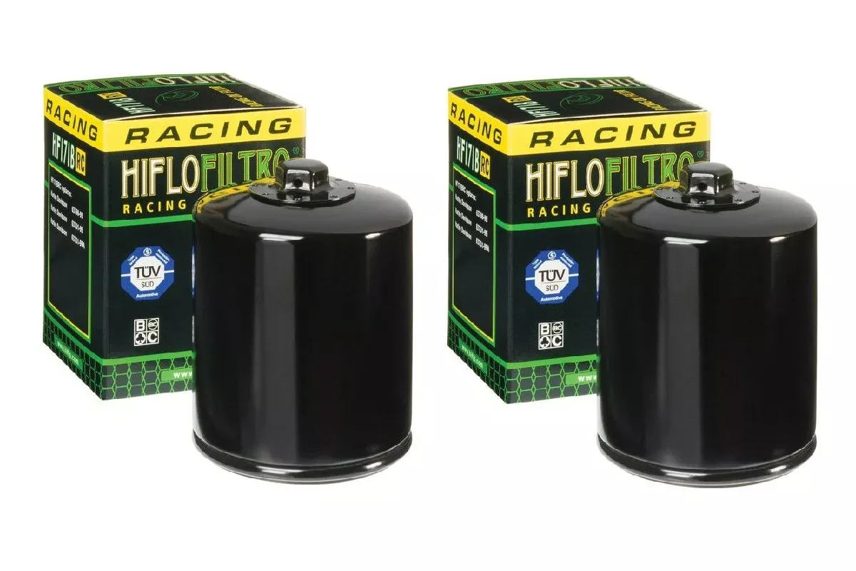 HiFloFiltro HF171BRC Black High Performance Oil Filter Pair 99-25 Harley Models