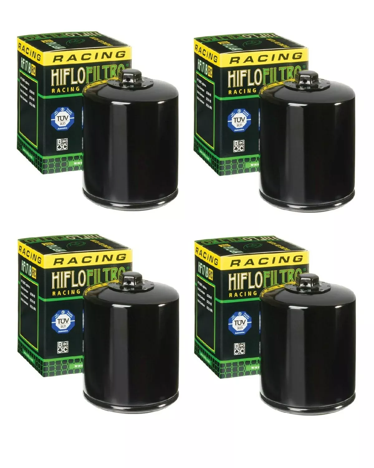 HiFloFiltro HF171BRC Set of 4 Black High Performance Oil Filter 99-25 Harley Models
