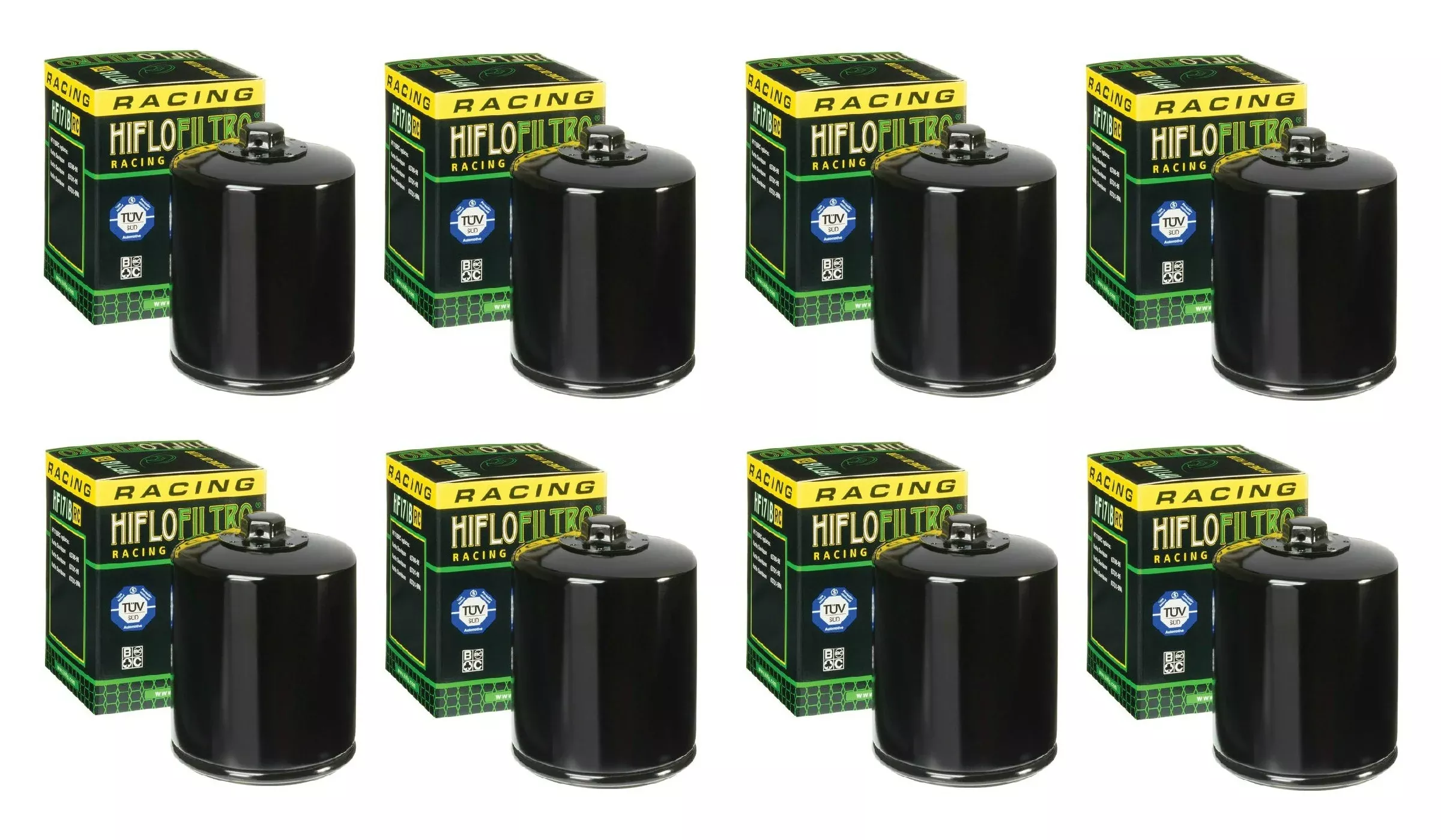 HiFloFiltro HF171BRC Set of 8 Black High Performance Oil Filter 99-25 Harley Models