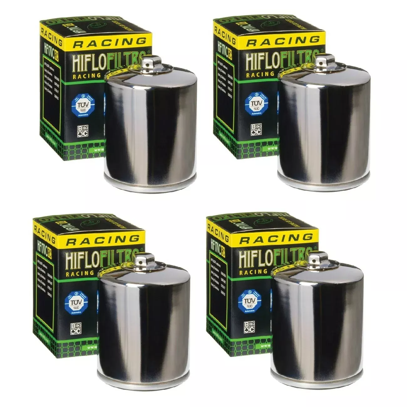 HiFloFiltro HF171CRC Set of 4 Chrome High Performance Oil Filter 99-19 Harley