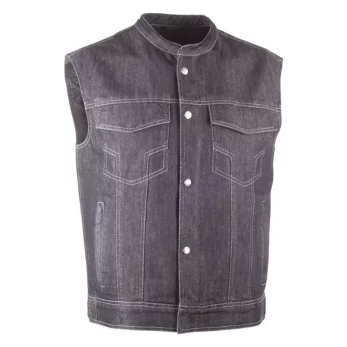 Highway 21 Iron Sights Denim Mens Vest with Club Collar
